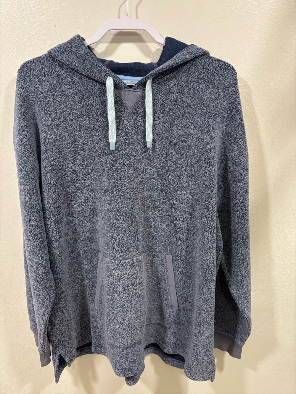 LL Bean Tumbled Sherpa Hooded Pullover Women's Size 2XL In Mallard Blue